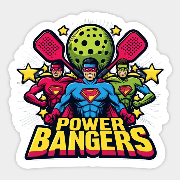 Pickleball POWER BANGERS Superheroes #4 Sticker by Battlefoxx Living Earth